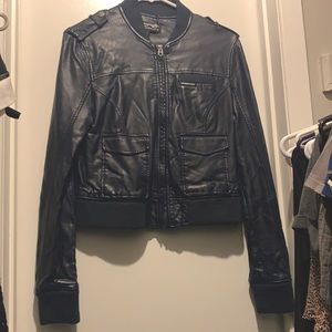 Members Only – Faux Leather Fitted Bomber